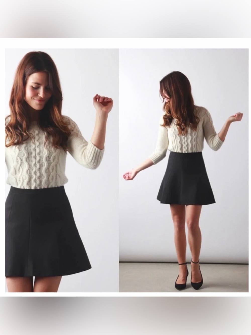 J. Crew Flute Flare Double Crepe Black Skirt